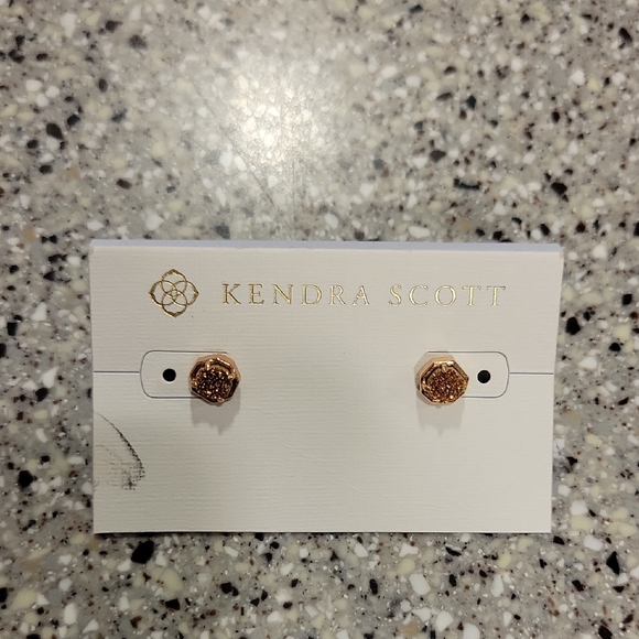 Kendra Scott Jewelry - Kendra Scott Rose Gold Glitter Hexagon Druzy Stud Earrings